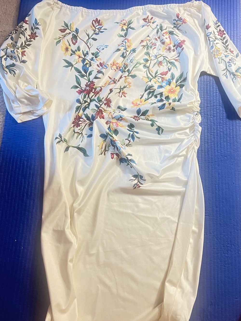 Floral Off-Shoulder Cream Women’s Dress